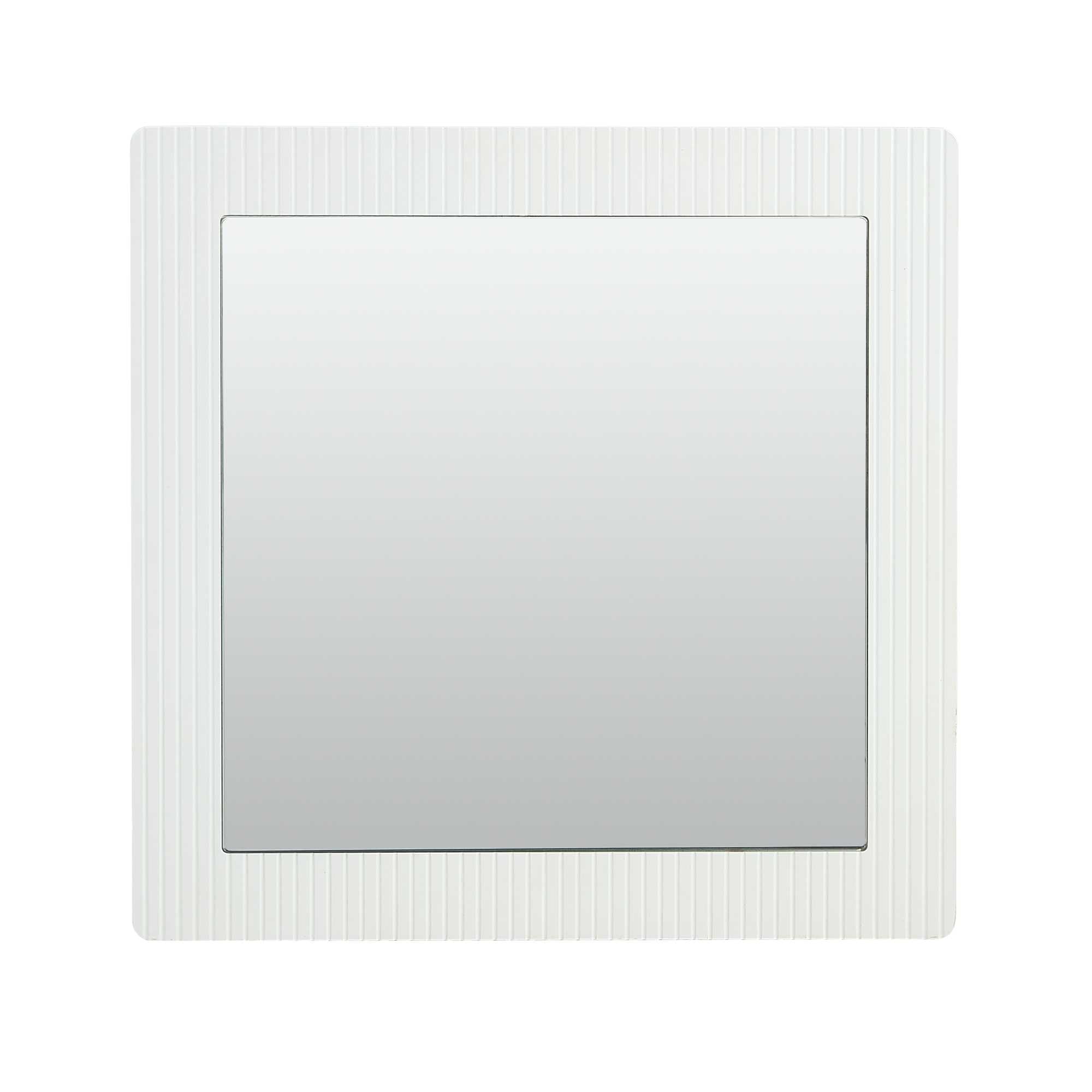 Espejo de pared cuadrado de 80 x 80 cm, color blanco, moderno con marco de aspecto de madera, espejo grande de pasillo, espejo de dormitorio y salón, diseño atemporal