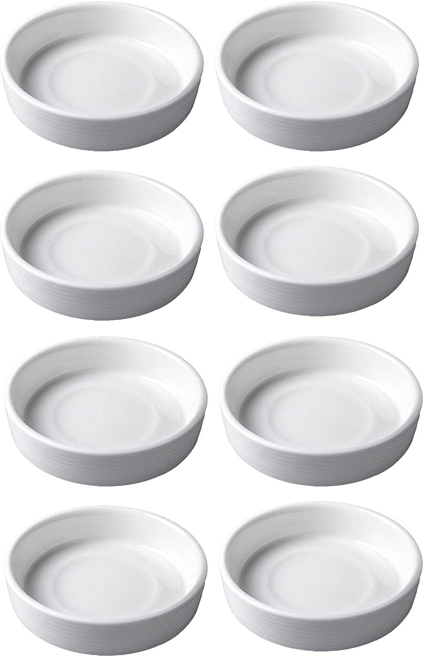 8pcs White Ceramic Seasoning Dishes Appetizer Plates,3 Inches
