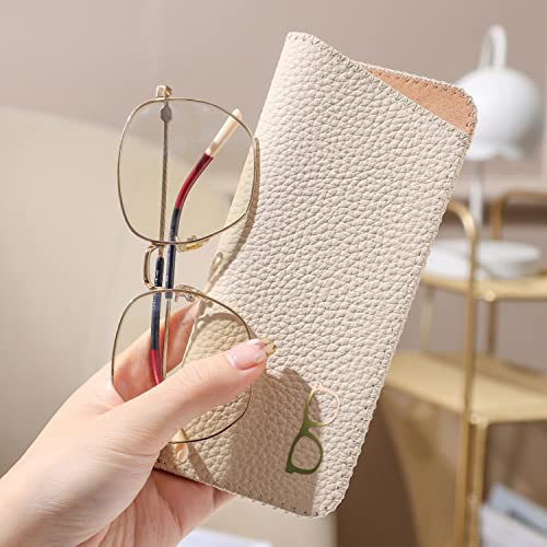 Image of K Luxury Women's Eyeglass Case Leather Soft Holder Pocket Cases Slim Travel Pouch for Sunglasses Eyeglasses Readers