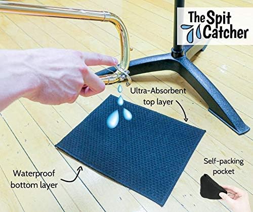The Original Spit Catcher by Brasstache - For Brass/Wind Instruments, Ultra-Absorbent and Leakproof, Multi-layered Cloth Pad to Empty Your Spit, Self-Packing…… (Single)