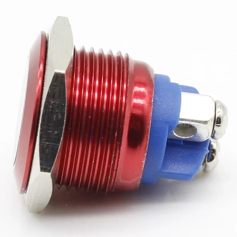 TSIOHKBS 16mm Start Horn Button Momentary Stainless Steel Metal Push Button Switch (Black)