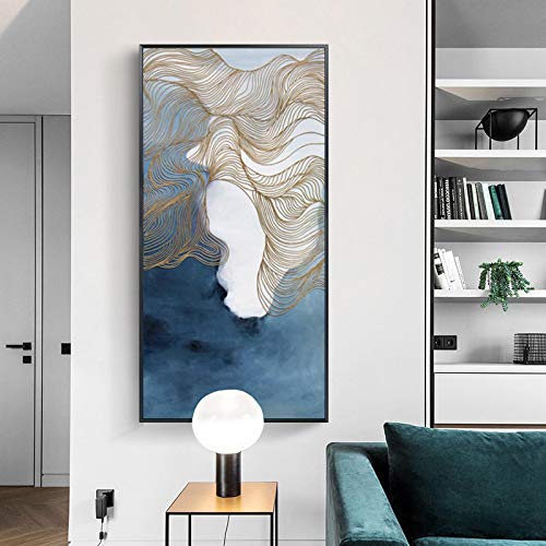 Peinture aquarelle paysage grand format pour habiller un mur vide au-dessus du lit