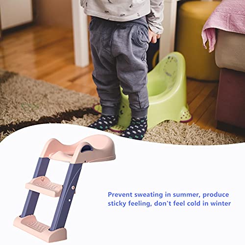 Kindertoiletstoel met trap, ladder, antislip, potje trainingsstoel met zacht PU-kussen, opvouwbare toilettrainer… - Afbeelding 8