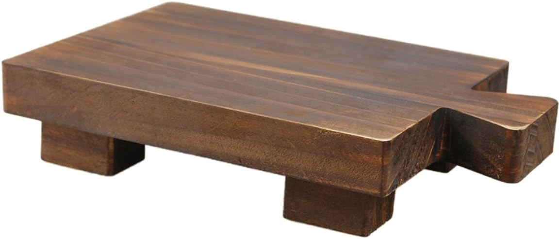 ULTECHNOVO Wooden Pedestal Stand for Bathroom Countertop Rustic Soap Storage Holder Multi-Functional Display Stand for Towels Plants and Cosmetics Space-Saving Design for