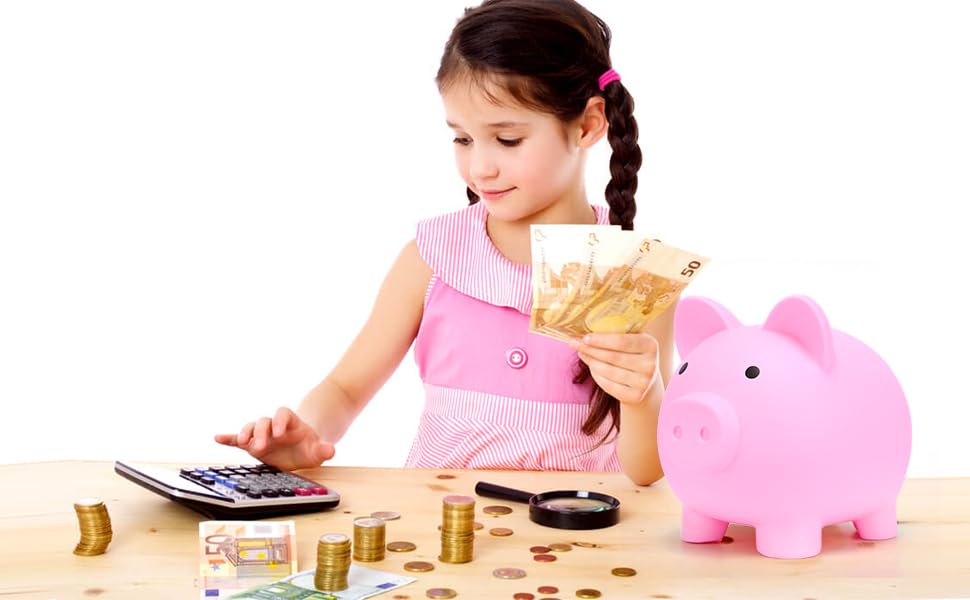Image of Piggy Bank,Saving Box for Girls and Boys,Money Bank for Kids,Unbreakable Plastic Piggy Banks (Pink)