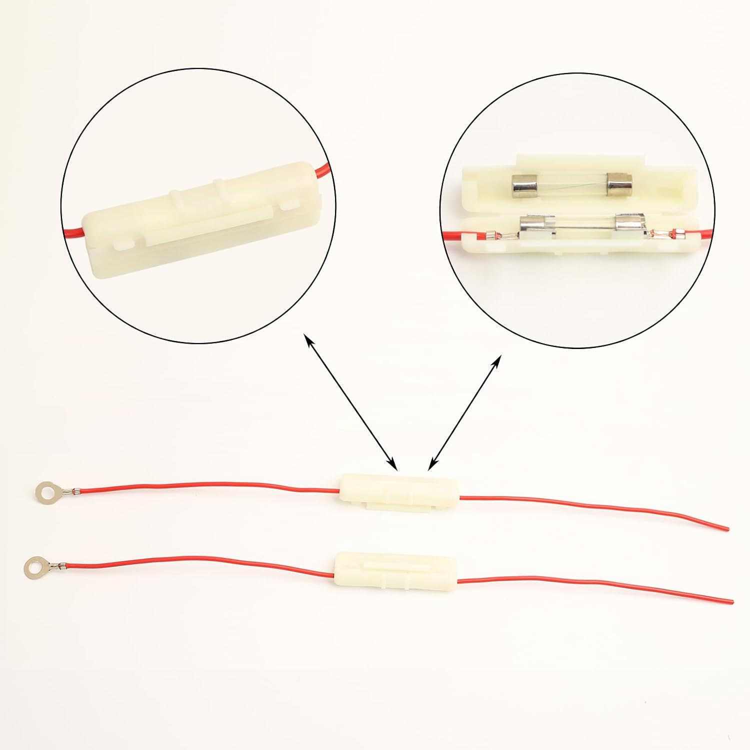 Minho 2Pcs Universal Motorcycle Inline Fuse Box with Spare Fuses,6x30mm 10A 250V 0.24x1.18 Inch Volt F10A250V