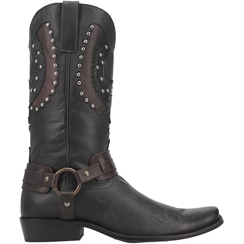 Dingo Mens War Eagle Studded Square Toe Pull On Casual Boots Mid Calf - Black