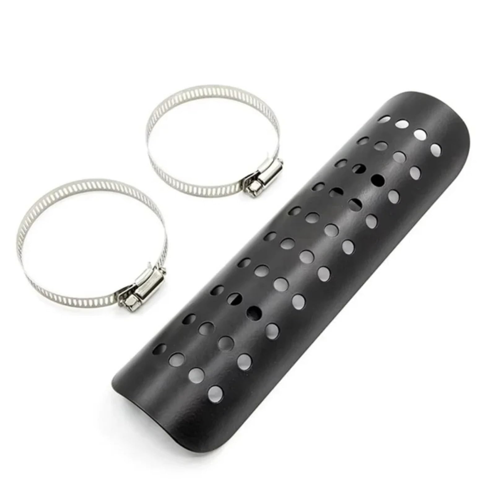 Protector térmico de escape para silenciador de moto con abrazadera de 2-7 cm negro 8