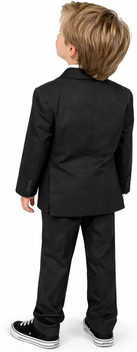 Boys 5-Piece Cotton Linen Suit Set Jacket, Vest, Pants, Shirt & Tie from Baby to Teen