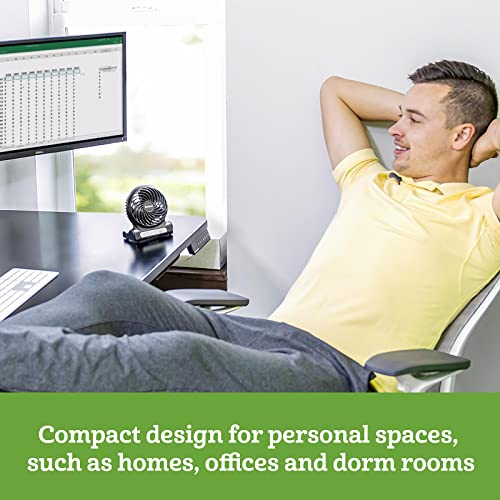 Holmes 4" Personal Fan, Rechargeable Battery, 3 Speed Settings, Lightweight, Compact And Portable, Adjutstable Head, Home And Office, Usb Cable, Black Finish #TOP2