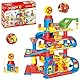 COIL Auto Parkhaus Kinder mit Autowaschanlage, Kran und Aufzug - Robustes Parkgarage Spielset für Kinder ab 3 Jahren, Interaktives Spielzeug mit Tankstelle, Große Spielgarage Kreatives (90 Elemente)