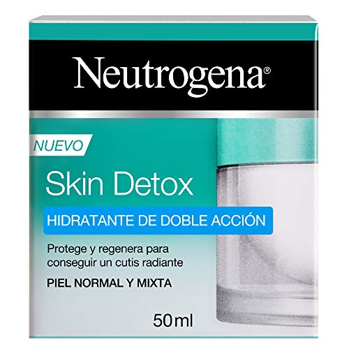 Neutrogena Skin Detox Crema Hidratante Doble Acción para Cutis Radiante, Piel Normal y Mixta, 50 ml