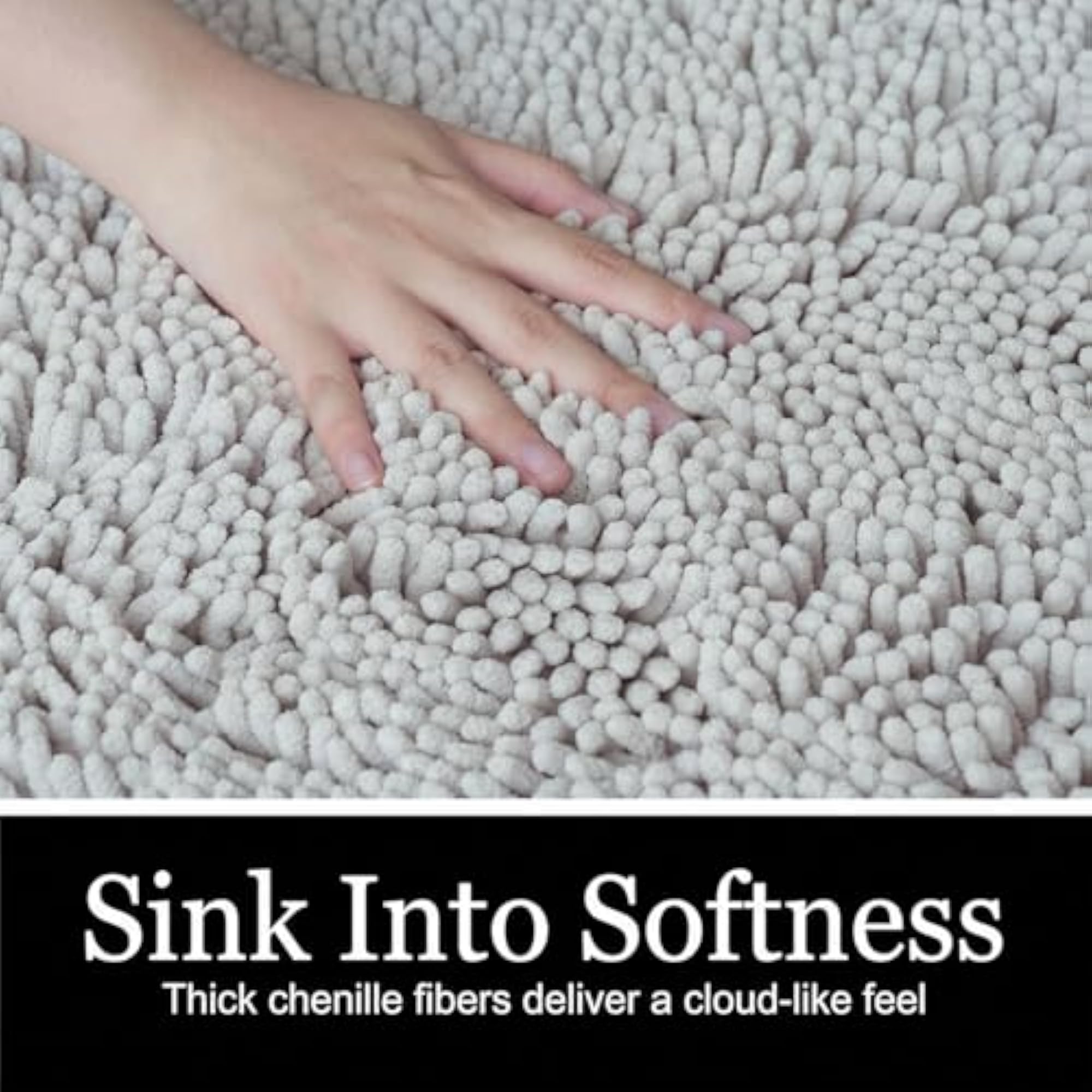 Bathroom Chenille Bath Mat 2 Piece Set, Super Absorbent