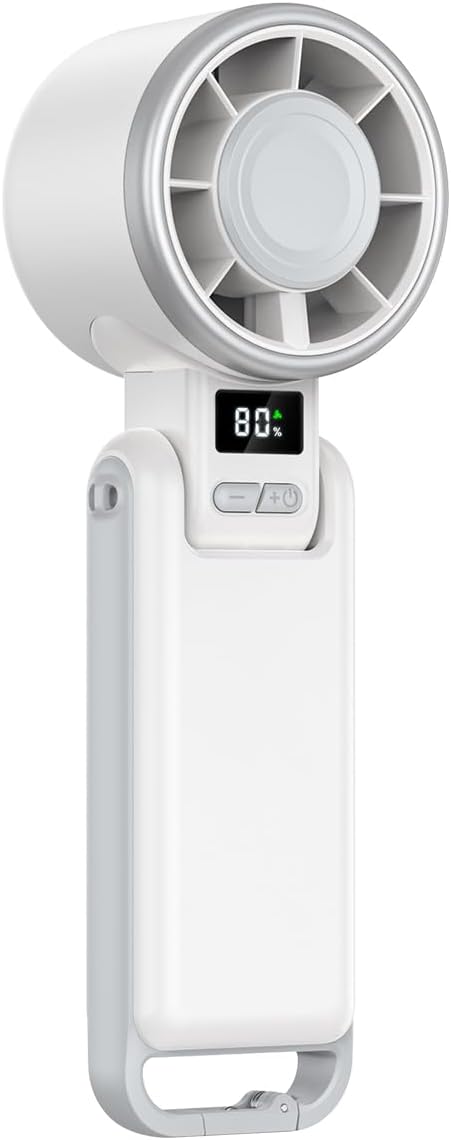 Portable Handheld Turbo Fan 612S White & Mini Clip-On Fan for Hat 616 White