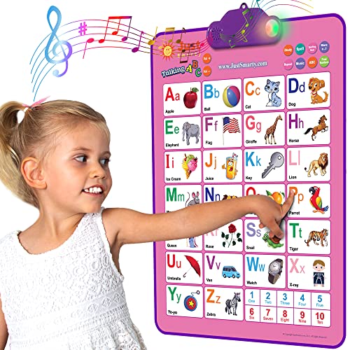 Image of Just Smarty Interactive Alphabet Wall Chart | Talking ABCs & 123s Music Poster with Interactive Light | Toddler Alphabet Learning | Educational Toys for 3 Year Old Girls | Toddler Girl Toys 2 3 4 5