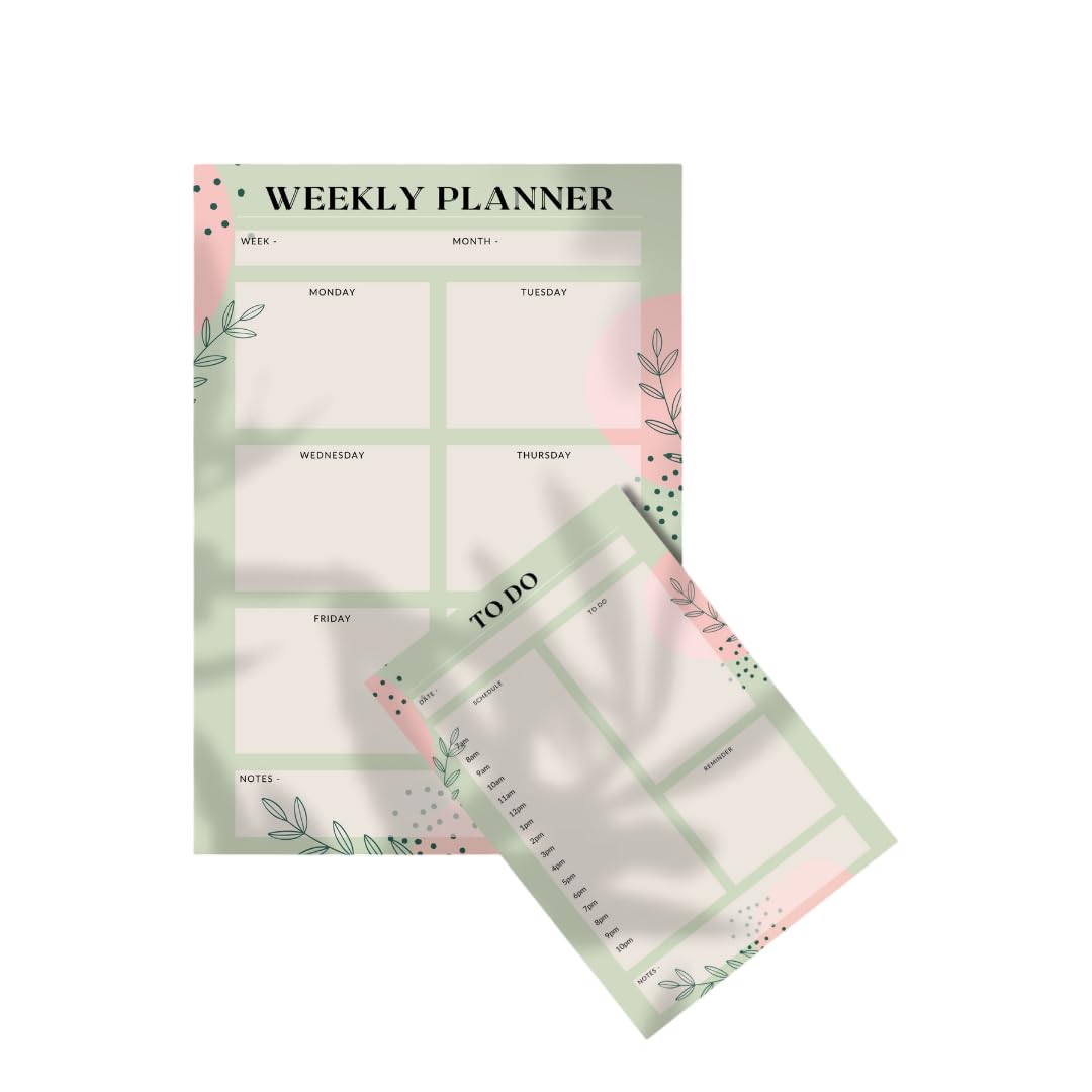 Bees and Butterflies A4 Weekly Planner & A5 To-Do List Combo (50 Sheets Each), Blush Design Productivity Set for Office, Work, Study & Home | Elegant Organiser for Scheduling and Daily Task Planning