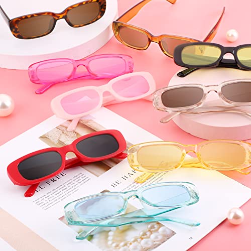 Aodaer 12 Pack Small Rectangle Sunglasses Women Square Sunglasses 90s Retro Fashion Eyewear Vintage Wide Frame Sunglasses4