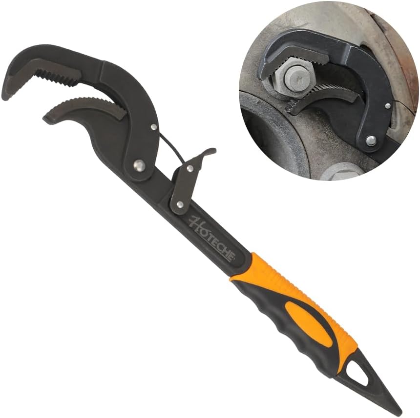 Hoteche 14-Inch Adjustable Quick Pipe Wrench Multi-fucntion Self-adjusting Plumbing Spanner 1.1"-2.5"/27mm-63mm