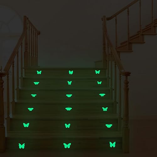 Miniatura 5 de 34 razas mariposa que brillan en la oscuridad pegatinas de pared para dormitorio de niños, calcomanías de pared de mariposa autoadhesivas para