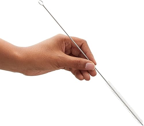 Miniatura 5 de Juvale Cepillo limpiador de pajillas, 12 pulgadas, plateado y blanco, paquete de 4, cepillo limpiador de pajitas de acero inoxidable para botellas