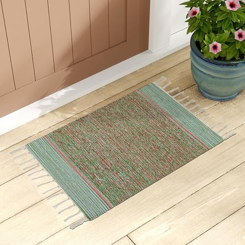 Image of MAHZEE HOME� Hand Woven Cotton Multicolor Small Rug for Bedroom, Living Room, Kids Room and Kitchen | Size : 1'4 inchx2' Feet or 16x24 Inch or 40x60 cm| 100% Organic| Machine Washable (Combo of 3 Pcs)
