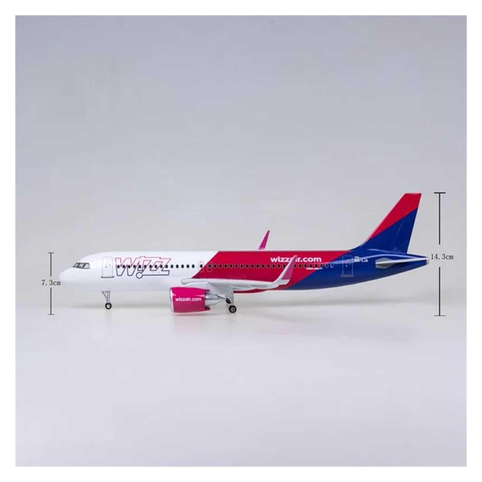 Aviones clásicos Antiguos Avión A320 Neo Wizz Air Airlines, Juguetes Ligeros con Rueda, Tren De Aterrizaje, Modelo De Avión De Resina Fundido A Presión(with Light)