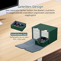 Tolesum Card Deck Box for MTG, Kartenbox mit Würfel Tray, Gathering Aufbewahrungsbox für 200+Karten, PU Leder Starkes Magnetic Sammelkarten Box Kompatibel Magic Commander TCG Karten -(Grün) – Ansicht 6