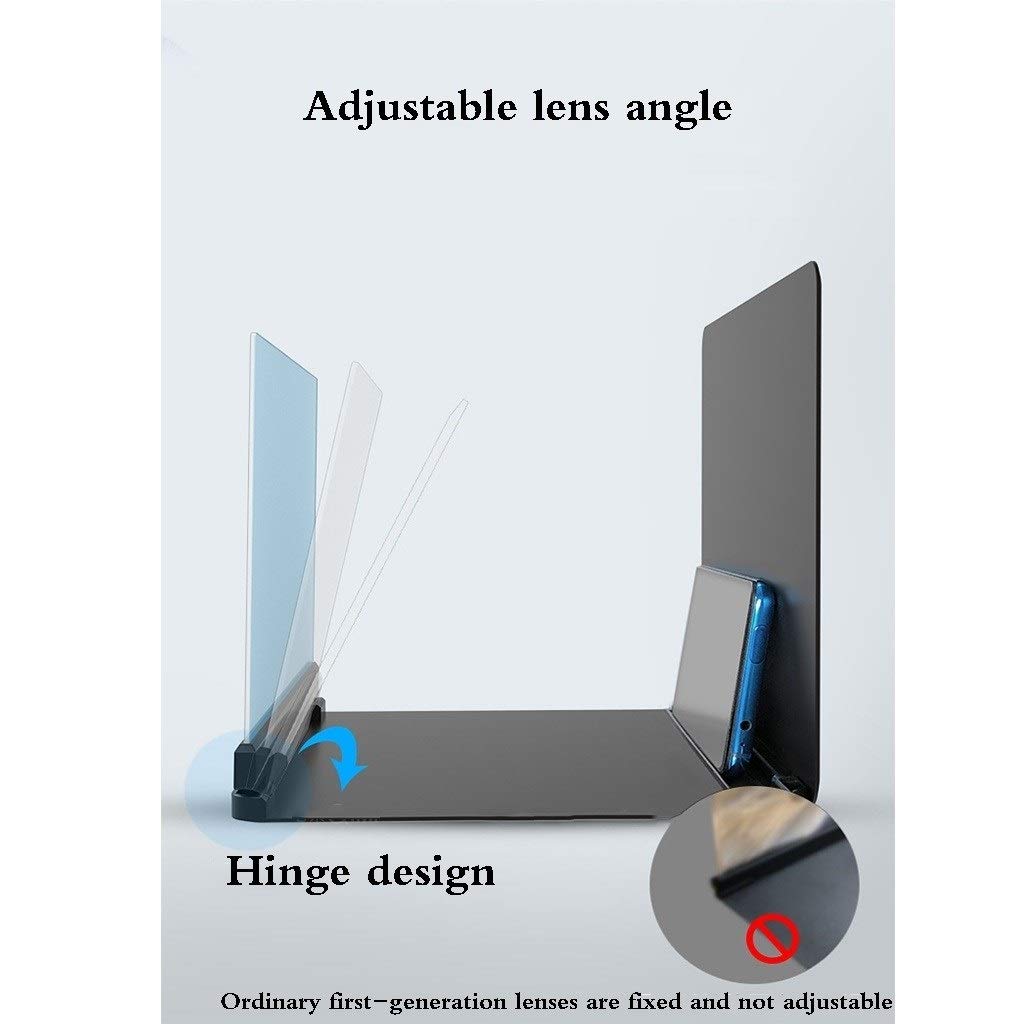 ASPENX 10 inch scherm vergrootglas 3D HD mobiele telefoon vergrootscherm vergroter projector voor films video's en gaming opvouwbare telefoonstandhouder met schermversterker (multi) (mat zwart