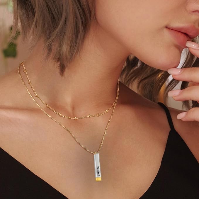 Be Kind Of A B Necklaces, Square Tubes Pendant with Hidden Message Stainless Steel Band Friendship To Best Friends Sorority Sisters Inspirational Gift Jewelry for Women2