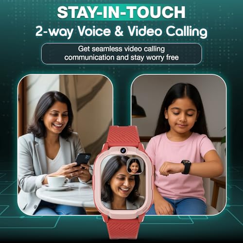 Image of sekyo 4G Smart Watch for Kids | AI Learning Coach, Whatsapp, Video Calling, GPS Tracker, Health Monitoring, Habit Coach| Edu-Games, Step Count (Red, Neo Ai)