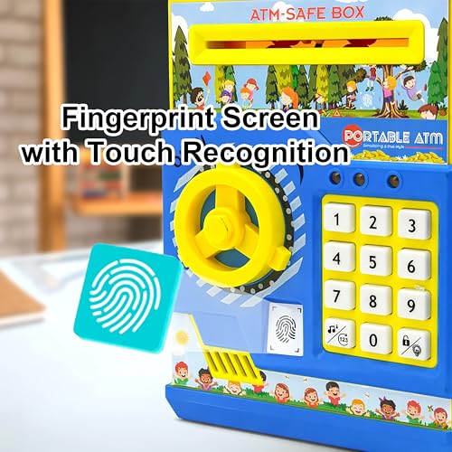 Image of VGRASSP Piggy Bank Mini ATM Toy for Kids and Adults - Gullak with Number Password and Touch Sensor - Money Saving Safe ATM Toy with Lights and Sound - Yellow