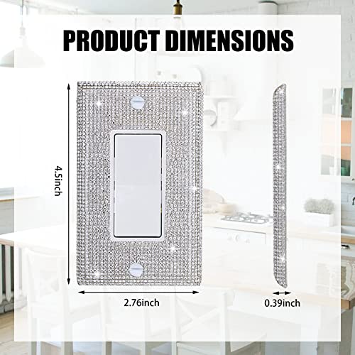 Image of Shiny Silver Rhinestones Wall Plates Light Switch Decorative Cover Plate Single Toggle For Kitchen Bathroom Rhinestones Outlet Covers Wall Plate