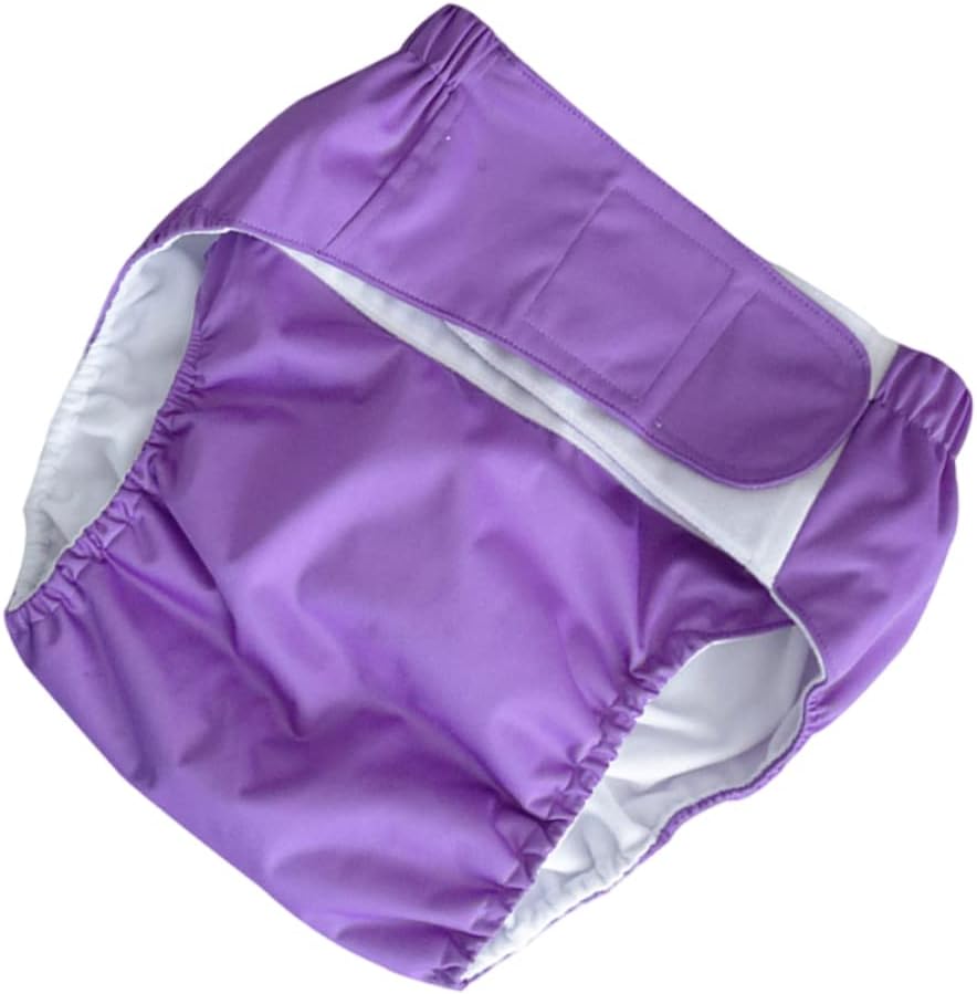 SECFOU Adjustable Adult Diapers Washable Cloth Pants Waterproof Leakproof Underwear for Men and Women Dark Purple