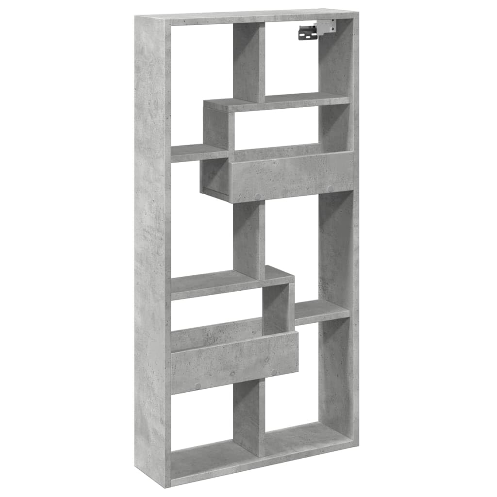 Meuble de rangement flottant chic gris béton pour optimiser votre entrée et salon