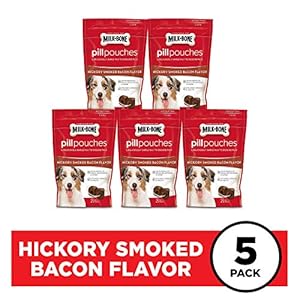 Milk-Bone Pill Pouches Dog Treats, Hickory Smoked Bacon Flavor, 6 Ounce (Pack of 5)