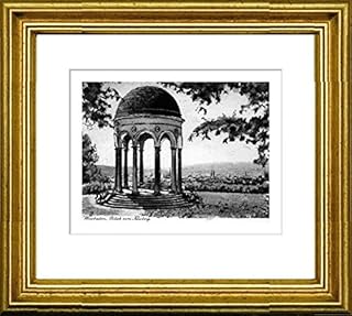 手彩色手作りエッチングヴィースバーデン、Blick vom Neroberg (ドイツ) by Peters、マウント背後にゴールドフレーム、グラフィック、アートデザイン、アートプリント A-KVCF-65-11-4450-5-mp-2