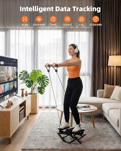 Image of Rock Fitness Stepper for Exercise at Home, Motion Stair Stepper with Resistance Bands for Full Body Workout, Aerobic Workout Machine Fitness Equipment