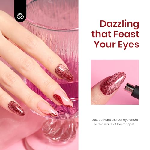 Image of Beetles Red Cat Eye Gel Liner Nail Polish Glitter Gel Nails Art polish