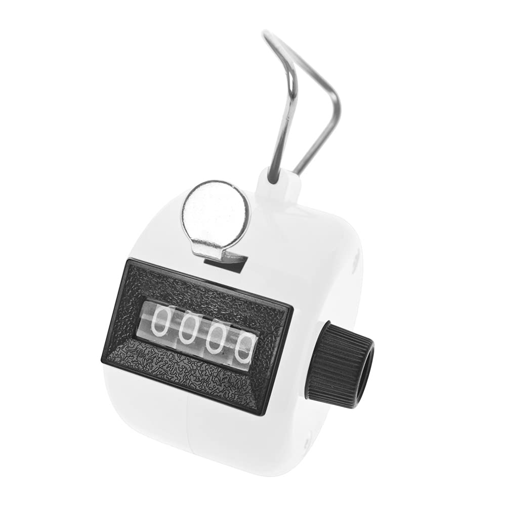 TopTie Hand Tally Counter, 4-Digit Mechanical Golf Clicker Counter Handheld, Palm Number Counter - White