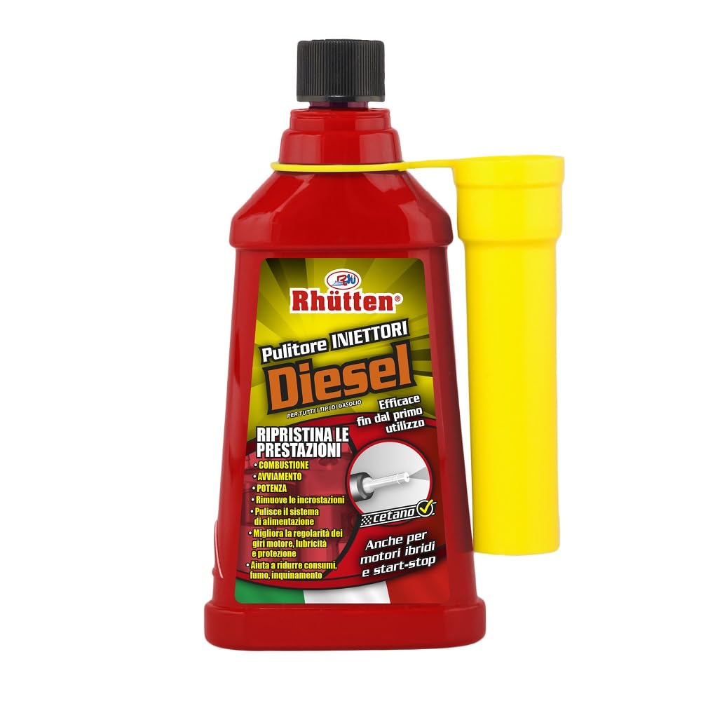Rhutten, Pulitore Iniettori Diesel, Monodose Superconcentrata, Trattamento Con Cetano, Migliora le Prestazioni, Riduce Consumi, 150ml