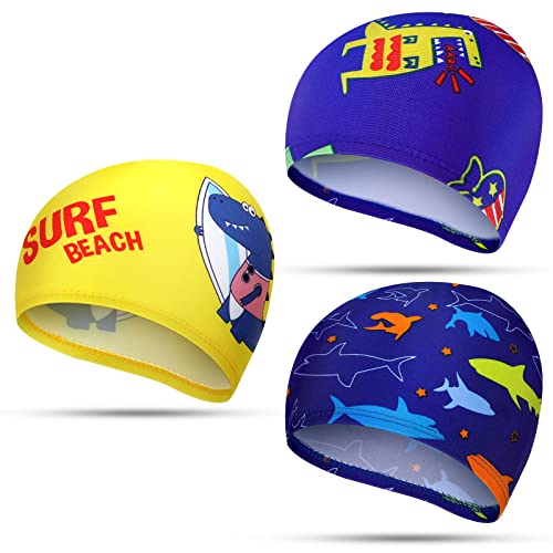 Image of 3 Pieces Kids Swim Caps for Boys Girls Age 1-6 Swimming Cap Pool Cap for Kids Child Swim Caps for Toddler Youth (Fresh Style)