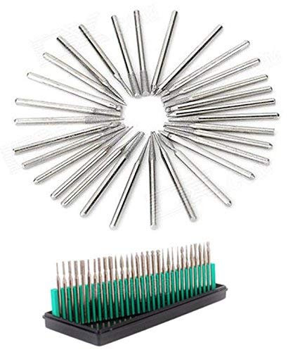 Image of DIY Crafts 30 Pieces Rotary Tool Bits - Diamond Tipped Deburring and Engraving Set - For a Range of Surfaces in a Variety of Sizes (Shape No # 7, Diamond Burr)