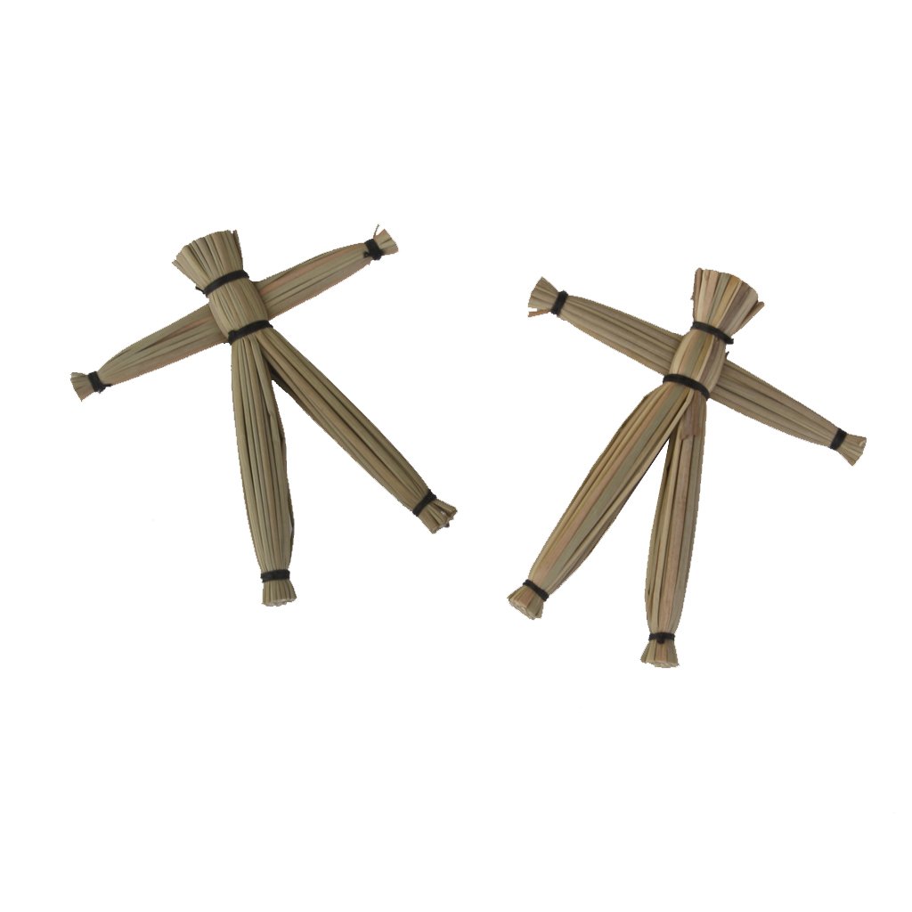 Non brand 2X Voodoo Dolls Bambola 7.5 x 7cm Paglia per Giardino
