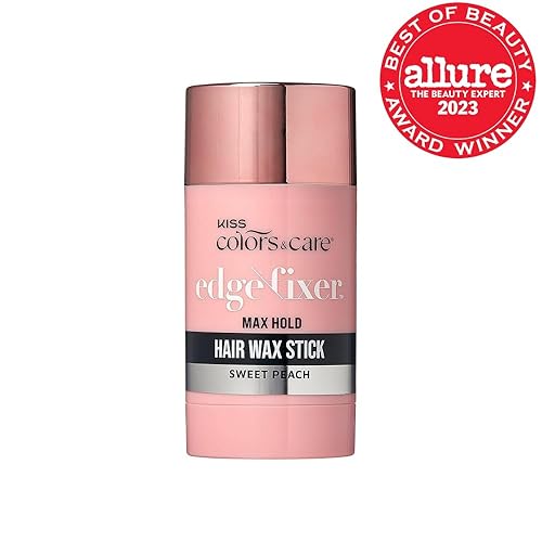 Miniatura 2 de KISS COLORS & CARE Barra de cera para el cabello, 2.47 onzas (durazno dulce)  Estilo de borde sin esfuerzo, 24 horas de duración, no graso, sin
