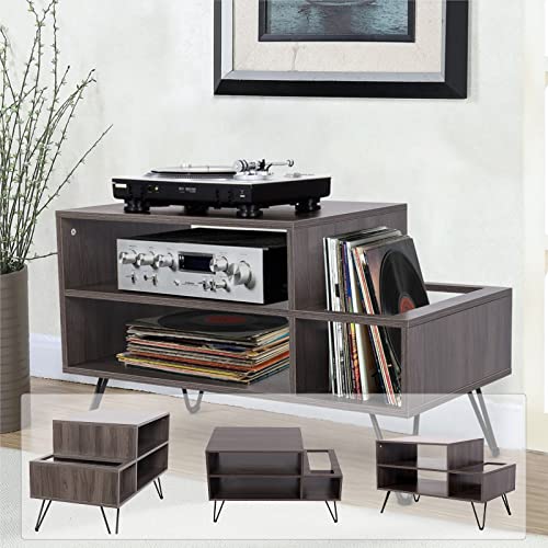 tonchean Support pour tourne-disque vinyle avec pieds en métal pour chambre à coucher, salon Gris 86,6 x 46 x 53,6 cm - Les Beatles, Paul McCartney, John Lennon, RIngo Starr, George Harrison tonchean Support pour tourne-disque vinyle avec pieds en métal pour chambre à coucher, salon Gris 86,6 x 46 x 53,6 cm – Image 7