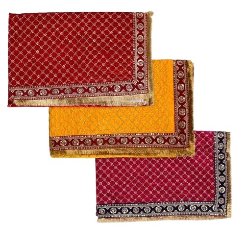 Chiffon en velours de qualité supérieure pour Puja Aasan et décoration Mandir