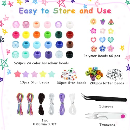 Image of PATPAT 24-Color Pony Beads for Bracelet Making Colorful Alphabet Letter Beads Jewelry Making Craft Kit, DIY Bracelet Making Set for Girls with Charms & Tools for Necklace & Keychain DIY