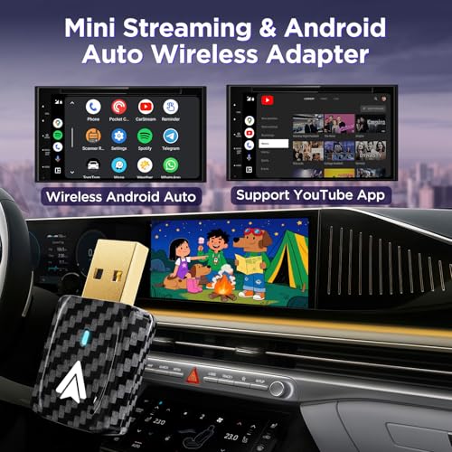 Mini Android Auto Wireless Adapter Support YouTube, for Car USB Small Dongle Plug & Play, for Car Models 2017 Above with Wired AndroidAuto, Only for Android Phones Version 11 Above