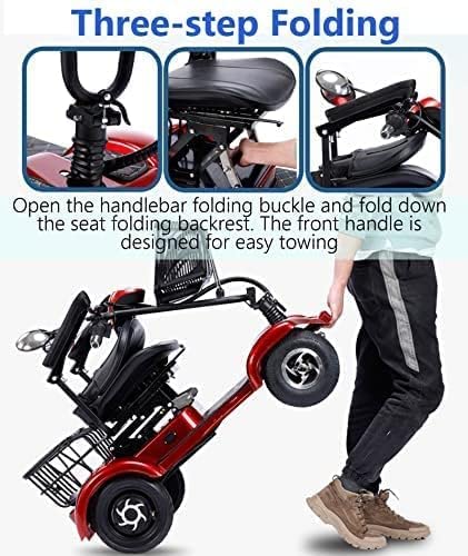 PRABOS 4-kołowy skuter mobilności dwuosobowy 380W wytrzymały skuter mobilności dla seniorów i dorosłych pojemność 200kg 48V 20Ah przenośny składany skuter mobilności dla osób starszych - pełne