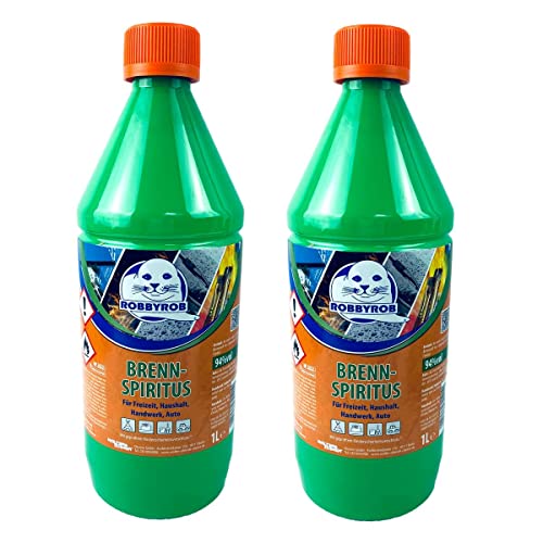 JaTop 2L Robbyrob Brennspiritus, Spiritus, geeignet für Haushalt, Auto und Freizeit; mit Spritzausgießer und kindersicherem Verschluss